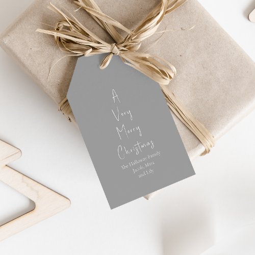 Modern Christmas  Silver Family Tree Gift Tags