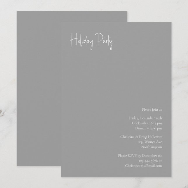 Modern Christmas | Silver Holiday Party Invitation (Front/Back)