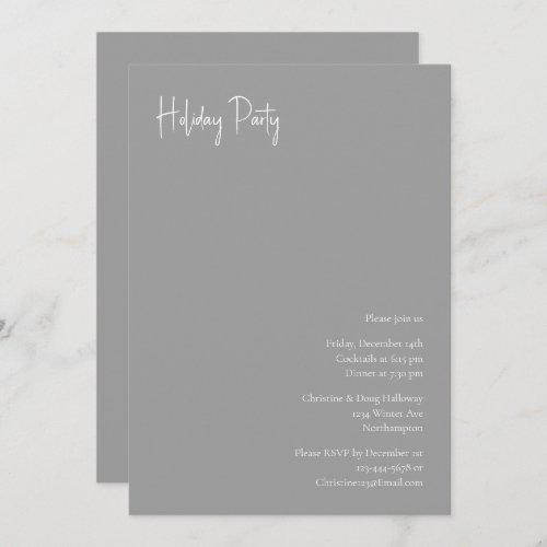 Modern Christmas  Silver Holiday Party Invitation