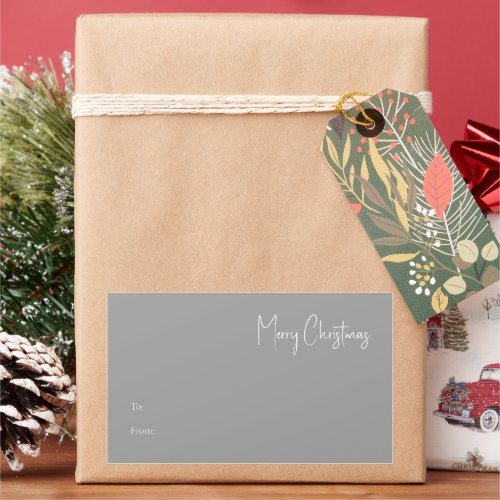 Modern Christmas Silver Large Rectangle Gift Label