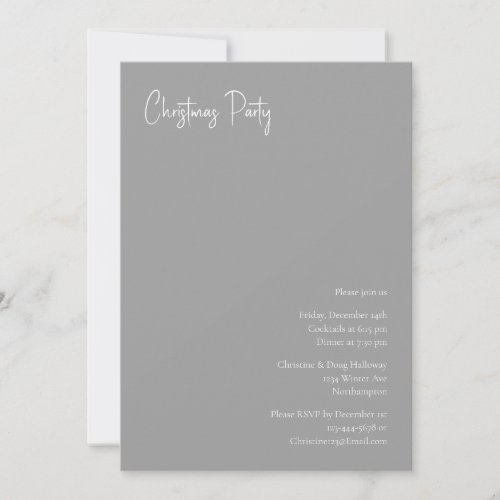 Modern Christmas  Silver Party Invitation