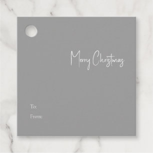 Modern Christmas Silver Square To From Gift Tag