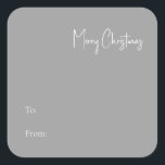 Modern Christmas | Silver To From Square Sticker<br><div class="desc">This modern Christmas | silver to from square sticker is perfect for your minimalist shabby chic boho silver and white holiday greeting. The minimal whimsical handwritten calligraphy is delicate and rustic while staying classy and elegant. You will find that everything about this product is editable, so feel free to add...</div>