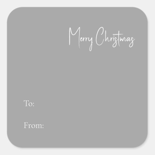 Modern Christmas  Silver To From Square Sticker
