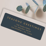 Modern Christmas | Slate Gray and Gold Address Label<br><div class="desc">Simple, stylish, trendy holiday return address label with modern minimal typography quote "Seasons Greetings" in gold on a slate gray background. The name, address and greeting can be easily customized for a personal touch. A bold, minimalist and contemporary christmas design to stand out from the crowd this holiday season! #christmas...</div>