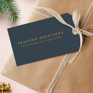 Modern Christmas Slate Gray and Gold Minimal Gift Tags