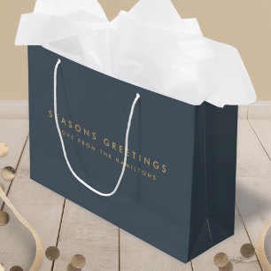 Modern Christmas Slate Gray and Gold Minimal Large Gift Bag