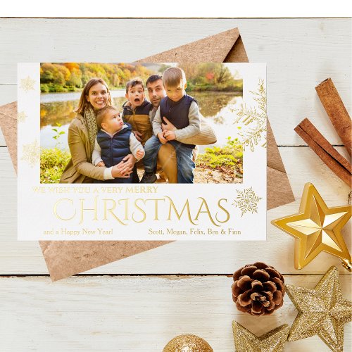 Modern Christmas Snowflake Foil Holiday Card