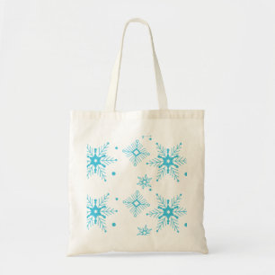 Modern Christmas Snowflakes Blue Winter Tote Bag