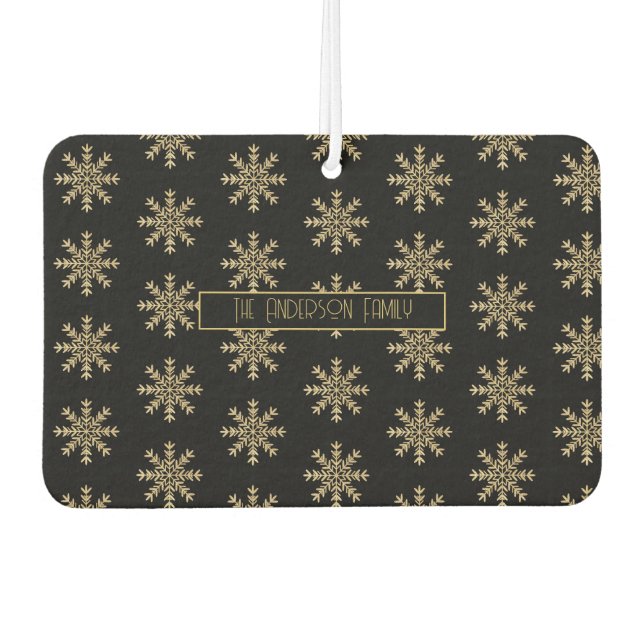 Modern Christmas Snowflakes Pattern Family Name   Air Freshener (Front)