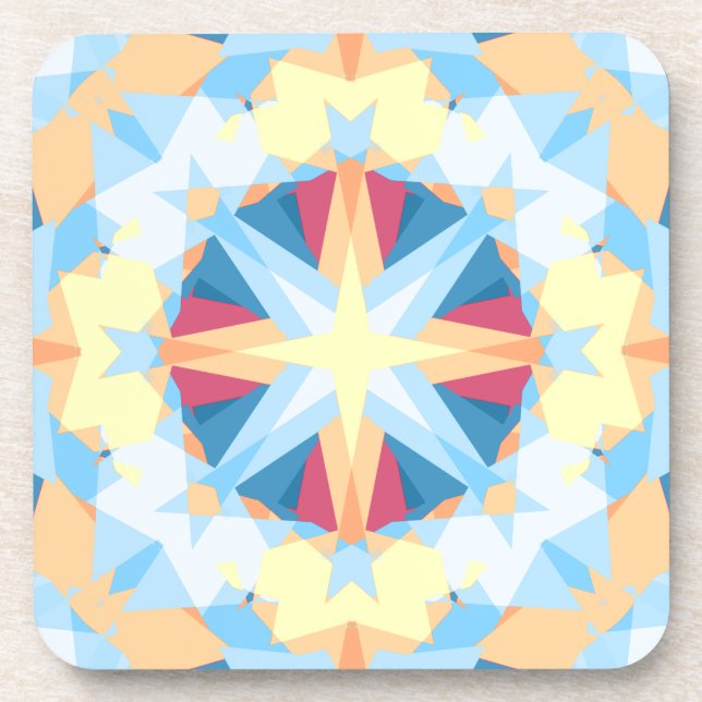 Modern Christmas Star Festive Blue Gold Yellow Beverage Coaster (Front)