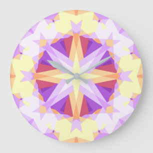Modern Christmas Star Festive Purple Gold Yellow Large Clock