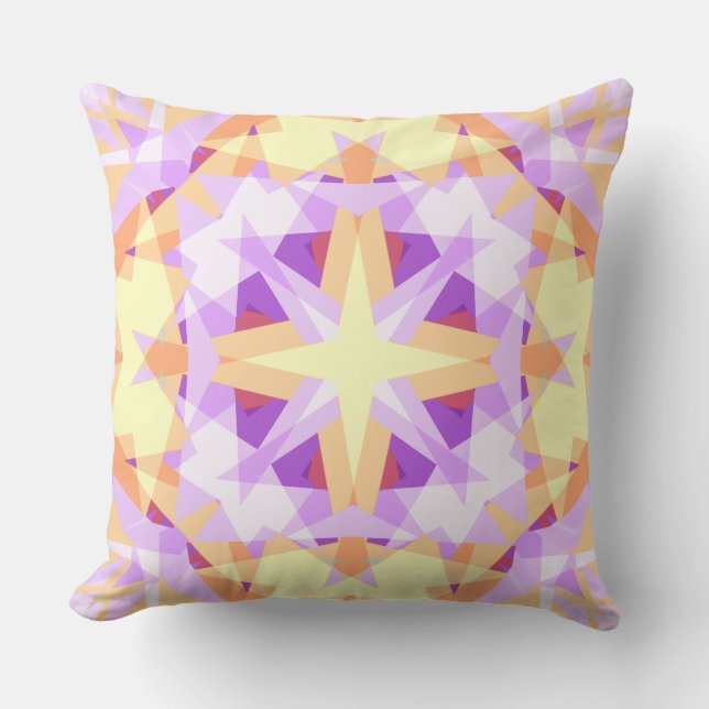 Modern Christmas Star Festive Purple Gold Yellow Throw Pillow (Front)