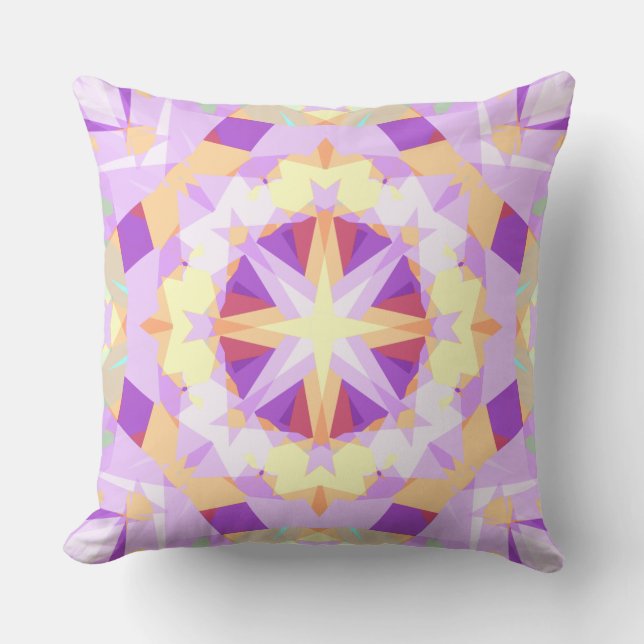 Modern Christmas Star Festive Purple Gold Yellow Throw Pillow (Front)