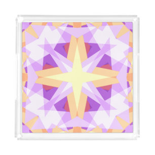 Modern Christmas Star Festive Purple Red Yellow Acrylic Tray