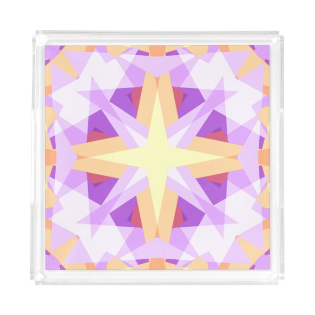 Modern Christmas Star Festive Purple Red Yellow  Acrylic Tray (Front)