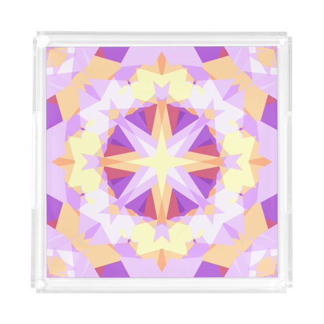 Modern Christmas Star Festive Purple Red Yellow  Acrylic Tray (Front)
