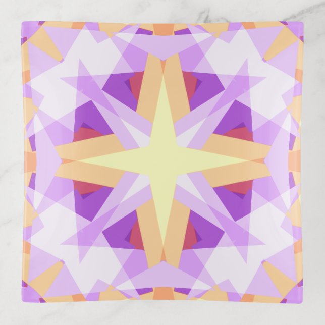 Modern Christmas Star Festive Purple Red Yellow  Trinket Tray (Front)