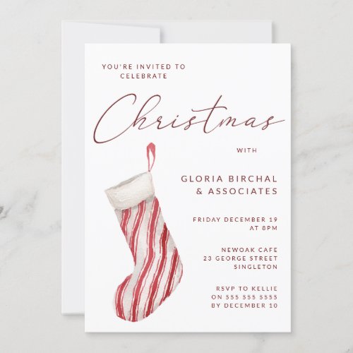 Modern Christmas Stocking Xmas Party Celebration Invitation