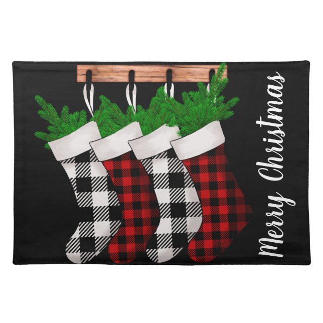 Modern Christmas Stockings Custom Holiday   Cloth Placemat (Front)