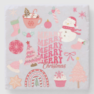 Modern Christmas Stone Coaster
