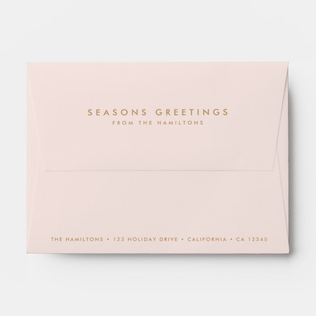 Modern Christmas | Stylish Blush Pink and Gold Envelope (Back (Top Flap))