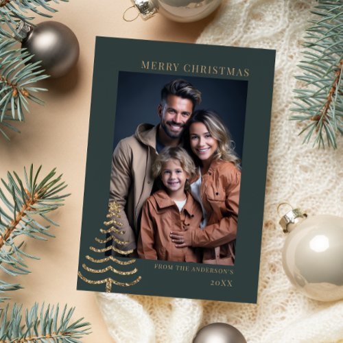 Modern Christmas Stylish Minimalist photo Family Holiday Card