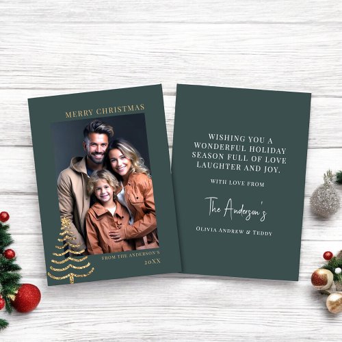 Modern Christmas Stylish Minimalist photo Family Holiday Card