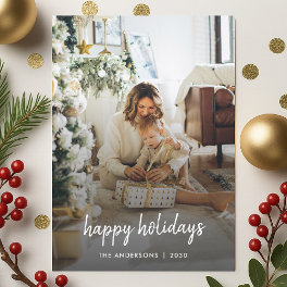 Modern Christmas Stylish Minimalist Script Family Holiday Card