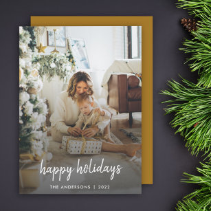 Modern Christmas Stylish Minimalist Script Family Holiday Card