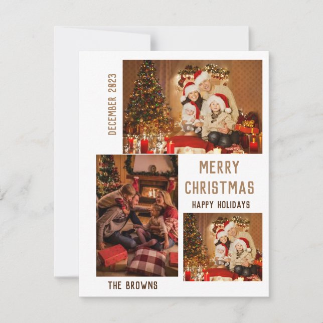 Modern Christmas Stylish Minimalist Script Family  Note Card (Front)