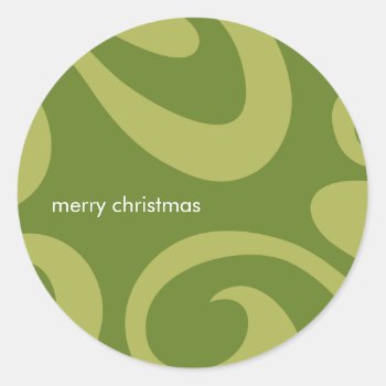 Modern Christmas Swirl Sticker - Green by mazarakes at Zazzle