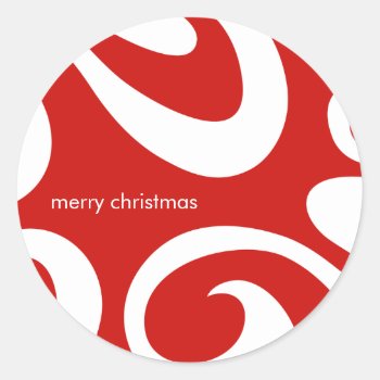 Modern Christmas Swirl Sticker - Red & White by mazarakes at Zazzle