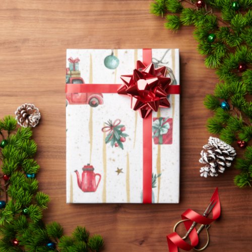 Modern Christmas symbols pattern Wrapping Paper