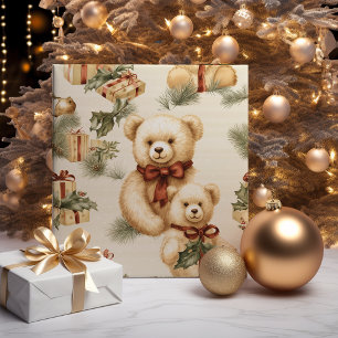 Modern Christmas Teddy Bears  Wrapping Paper