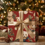 Modern Christmas Teddy Bears  Wrapping Paper Sheets<br><div class="desc">Transport yourself to a bygone era of festive nostalgia with our "Vintage Christmas Teddy Bears Red Wrapping Paper." This heartwarming design captures the timeless charm of classic holiday celebrations, featuring adorable teddy bears adorned in vintage Christmas attire. The rich red background sets the perfect stage for these endearing teddy bears,...</div>