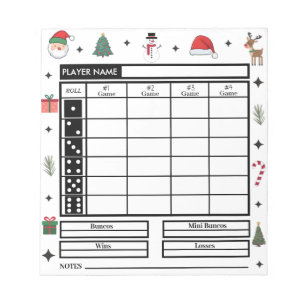 Modern Christmas Theme Bunco Score Pad