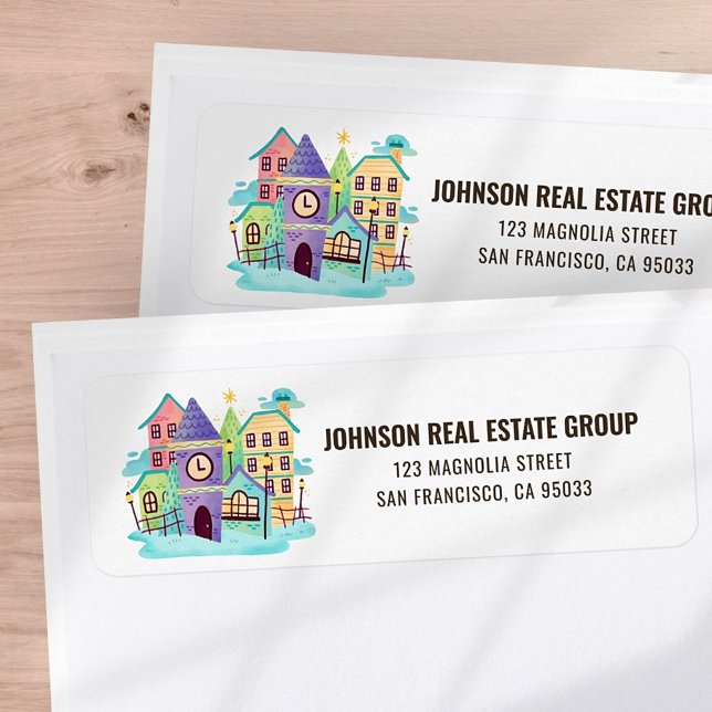 Modern Christmas Town Village Holiday Christmas Label (Creator Uploaded)