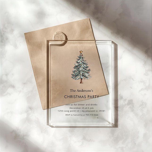 Modern Christmas Tree Acrylic Party Invitations (Creator Uploaded)
