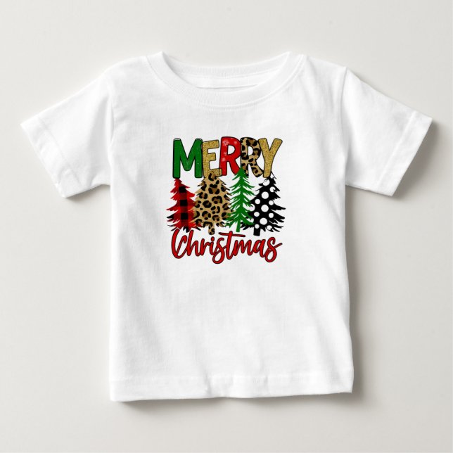 Modern Christmas Tree Aesthetic Baby T-Shirt (Front)