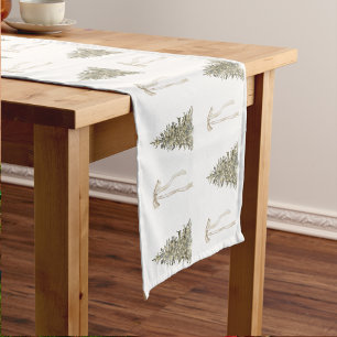 Modern Christmas Tree and cute bow Pattern Short Table Runner
