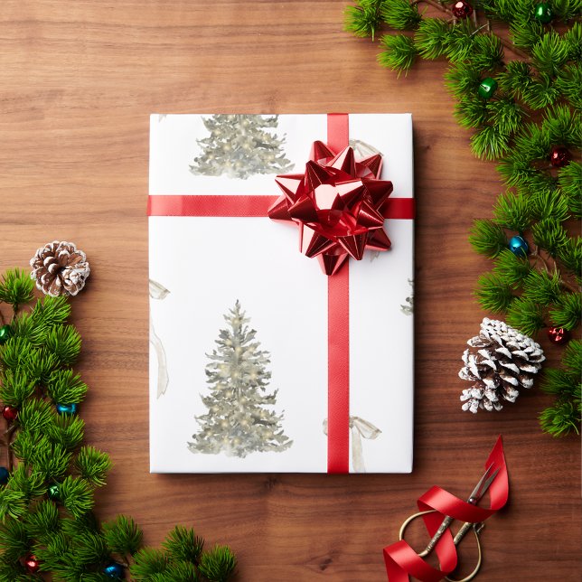 Modern Christmas Tree and cute bow Pattern Wrapping Paper (Creator Uploaded)