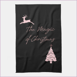 Modern Christmas Tree and Reindeer Kitchen Towel