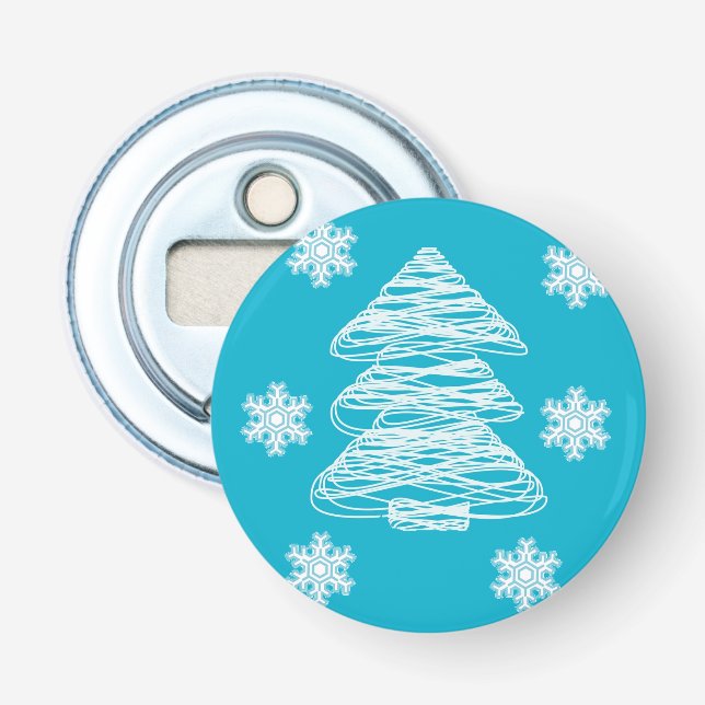 Modern Christmas Tree and Snowflake Bottle Opener (Front)