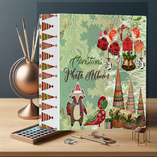 Modern Christmas Tree Animals Photo Album  3 Ring Binder
