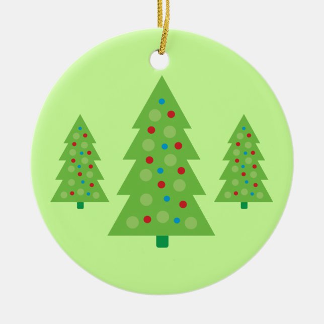 Modern Christmas Tree Art Ceramic Ornament (Front)