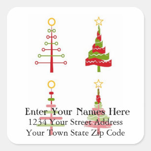 Modern Christmas Tree Art Return Address Label