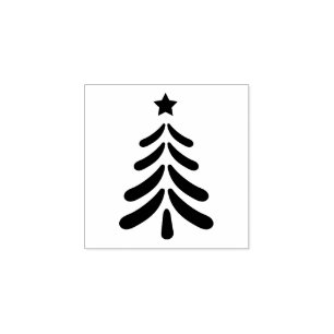 Modern Christmas Tree Art Rubber Stamp
