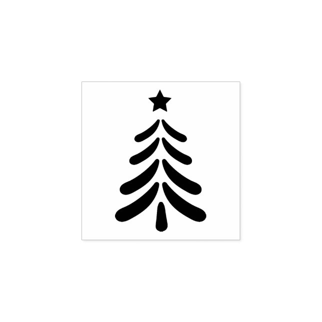Modern Christmas Tree Art Rubber Stamp (Imprint)