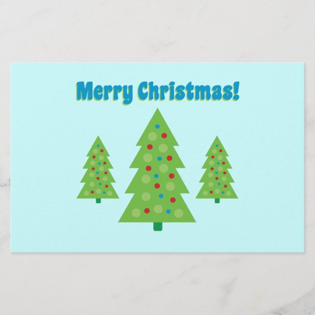 Modern Christmas Tree Art Stationery (Front)